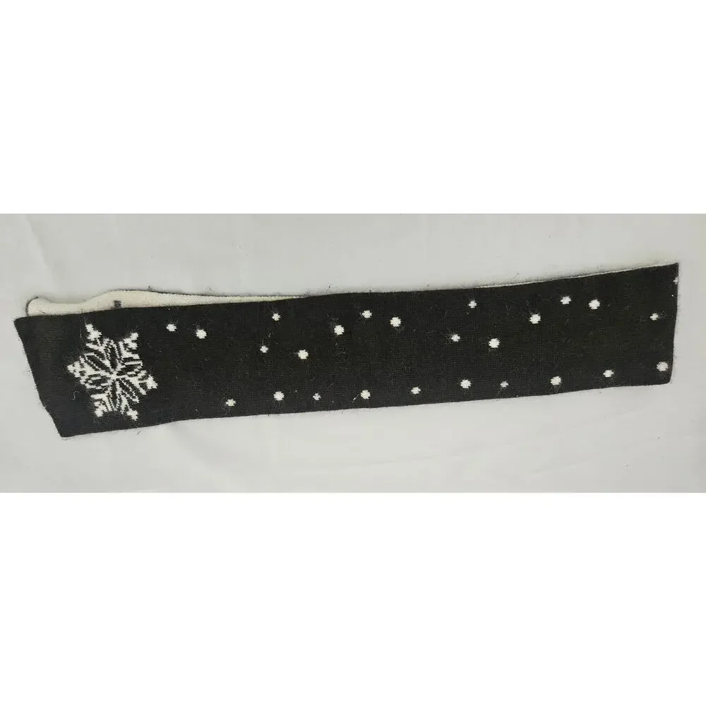 Vintage L.L.Bean Dark Brown Crearm Snowflake Scarf Rabbit Hair Wool Blend Basic